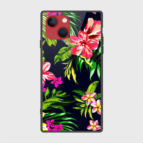 iPhone 13 Mini Cover- Floral Series - HQ Ultra Shine Premium Infinity Glass Soft Silicon Borders Case
