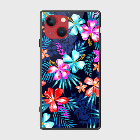 iPhone 13 Mini Cover- Floral Series - HQ Ultra Shine Premium Infinity Glass Soft Silicon Borders Case