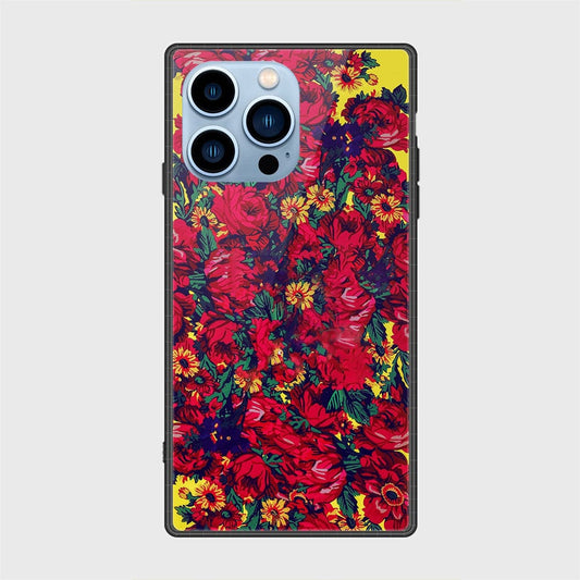 iPhone 13 Pro Max Cover- Floral Series - HQ Ultra Shine Premium Infinity Glass Soft Silicon Borders Case