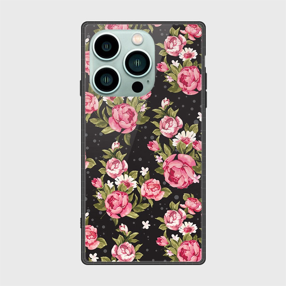 iPhone 14 Pro Cover- Floral Series - HQ Ultra Shine Premium Infinity Glass Soft Silicon Borders Case (Fast Delivery)