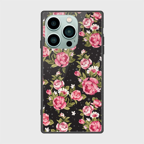 iPhone 14 Pro Cover- Floral Series - HQ Ultra Shine Premium Infinity Glass Soft Silicon Borders Case (Fast Delivery)