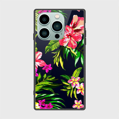 iPhone 14 Pro Cover- Floral Series - HQ Ultra Shine Premium Infinity Glass Soft Silicon Borders Case