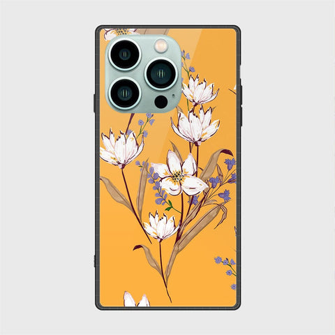 iPhone 14 Pro Cover- Floral Series - HQ Ultra Shine Premium Infinity Glass Soft Silicon Borders Case