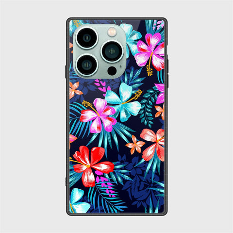iPhone 14 Pro Cover- Floral Series - HQ Ultra Shine Premium Infinity Glass Soft Silicon Borders Case