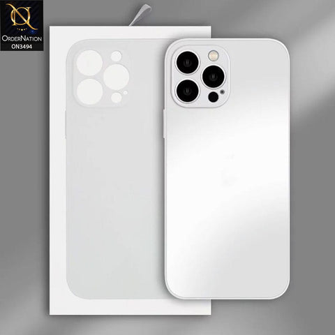 iPhone 14 Pro Max Cover - Silver - AG Frosted Glass Soft Silicone Border Case With Camera Lense Protection