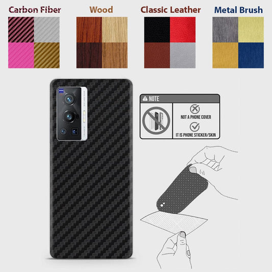 Vivo X70 Pro Back Skins - Material Series - Glitter, Leather, Wood, Carbon Fiber etc - Only Back No Sides