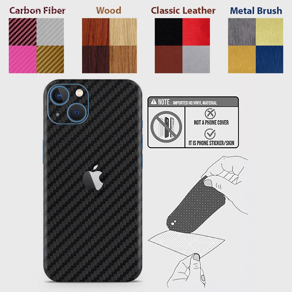 iPhone 13 Back Skins - Material Series - Glitter, Leather, Wood, Carbon Fiber etc - Only Back No Sides