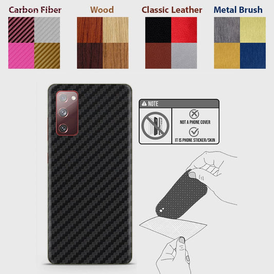 Samsung Galaxy S20 FE Back Skins - Material Series - Glitter, Leather, Wood, Carbon Fiber etc - Only Back No Sides