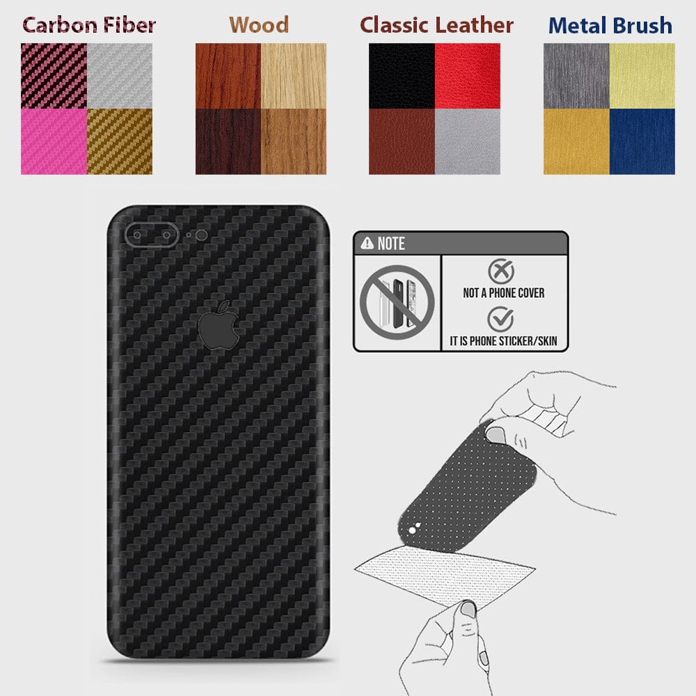 iPhone 8 Plus Back Skins - Material Series - Glitter, Leather, Wood, Carbon Fiber etc - Only Back No Sides