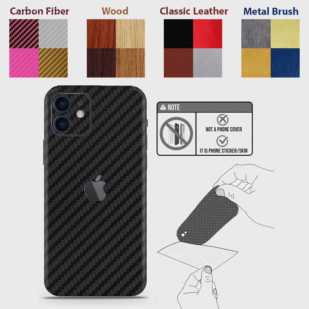 iPhone 12 Mini Back Skins - Material Series - Glitter, Leather, Wood, Carbon Fiber etc - Only Back No Sides