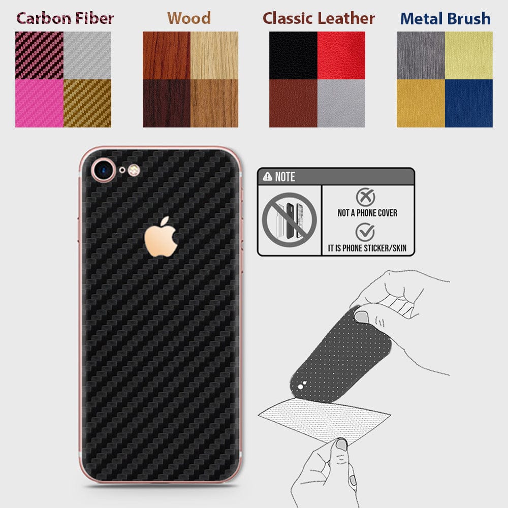 iPhone 7 Back Skins - Material Series - Glitter, Leather, Wood, Carbon Fiber etc - Only Back No Side