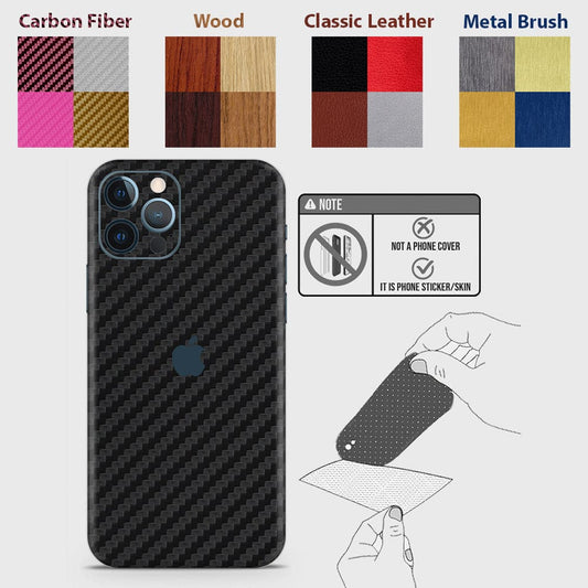 iPhone 12 Pro Back Skins - Material Series - Glitter, Leather, Wood, Carbon Fiber etc - Only Back No Sides