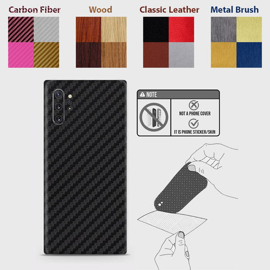 Samsung Galaxy Note 10 Plus Back Skins - Material Series - Glitter, Leather, Wood, Carbon Fiber etc - Only Back No Sides