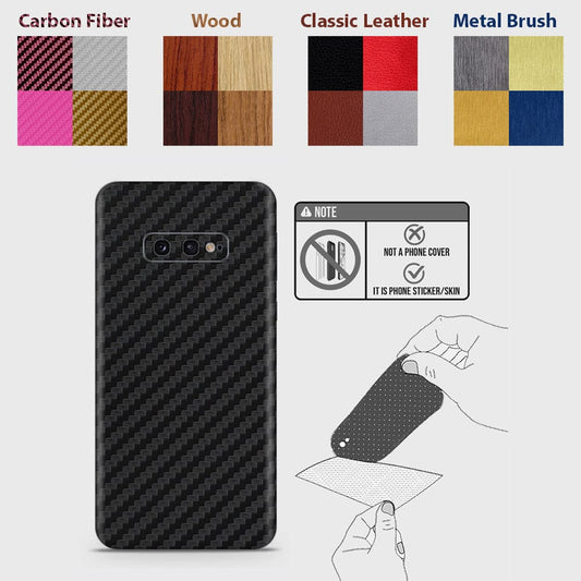 Samsung Galaxy S10e Back Skins - Material Series - Glitter, Leather, Wood, Carbon Fiber etc - Only Back No Sides