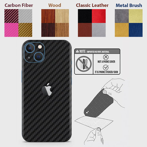 iPhone 13 Mini Back Skins - Material Series - Glitter, Leather, Wood, Carbon Fiber etc - Only Back No Sides