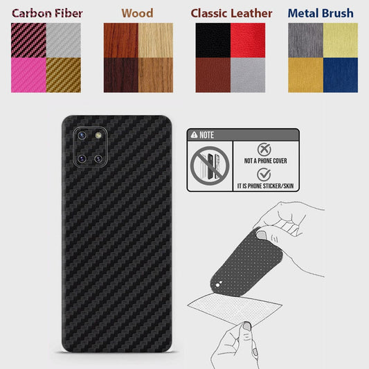 Samsung Galaxy Note 10 Lite Back Skins - Material Series - Glitter, Leather, Wood, Carbon Fiber etc - Only Back No Sides