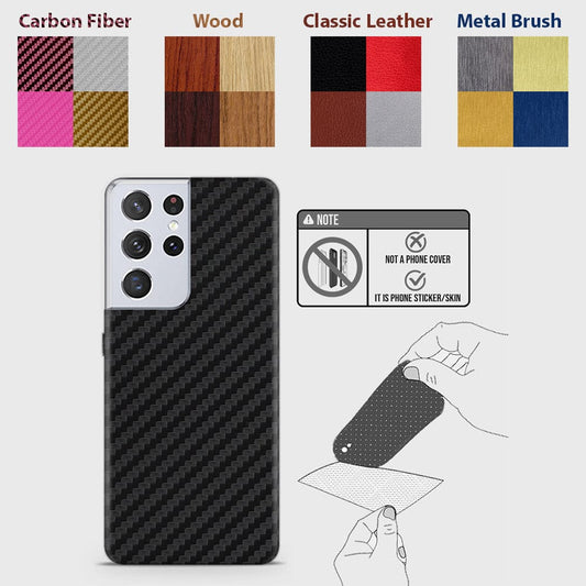 Samsung Galaxy S21 Ultra 5G Back Skins - Material Series - Glitter, Leather, Wood, Carbon Fiber etc - Only Back No Sides