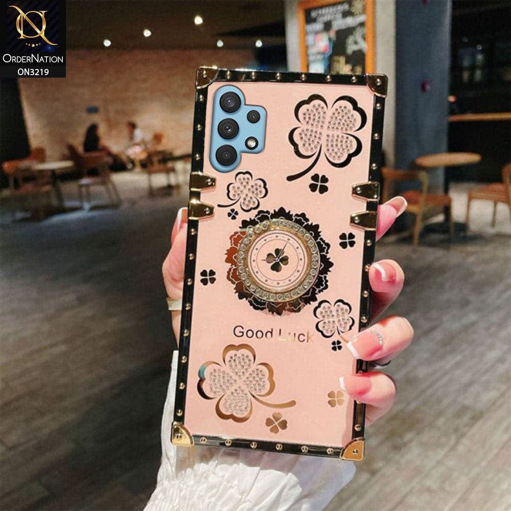 Samsung Galaxy A13 4g/5g Cover - Pink - Square Bling Diamond Glitter Soft TPU Trunk Case with Ring Holder