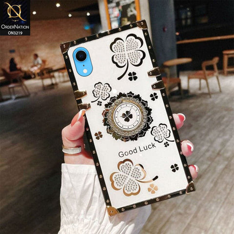 iPhone XR Cover Ash White Square Bling Diamond Glitter Soft