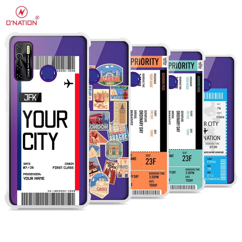 Tecno Spark 5 Cover - Personalised Boarding Pass Ticket Series - 5 Designs - Clear Phone Case - Soft Silicon Borders