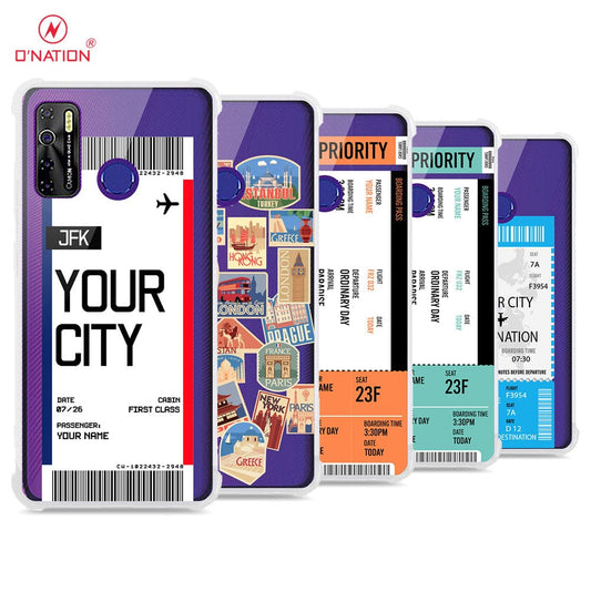 Tecno Spark 5 Cover - Personalised Boarding Pass Ticket Series - 5 Designs - Clear Phone Case - Soft Silicon Borders