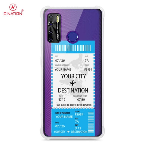 Tecno Spark 5 Cover - Personalised Boarding Pass Ticket Series - 5 Designs - Clear Phone Case - Soft Silicon Borders