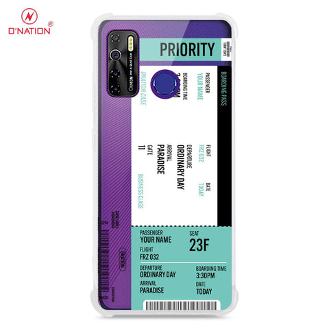 Tecno Spark 5 Cover - Personalised Boarding Pass Ticket Series - 5 Designs - Clear Phone Case - Soft Silicon Borders
