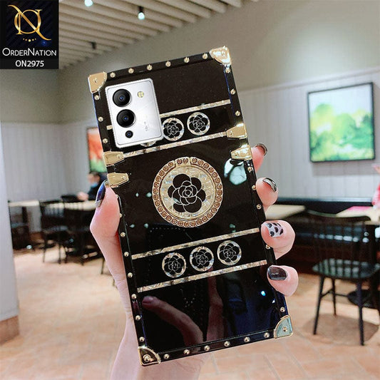Infinix Note 12 G96 Cover - Design1 - 3D illusion Gold Flowers Soft Trunk Case With Ring Holder