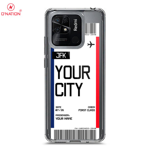 Xiaomi Redmi 10C Cover - Personalised Boarding Pass Ticket Series - 5 Designs - Clear Phone Case - Soft Silicon Borders