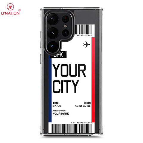 Samsung Galaxy S23 Ultra 5G Cover - Personalised Boarding Pass Ticket Series - 5 Designs - Clear Phone Case - Soft Silicon Borders