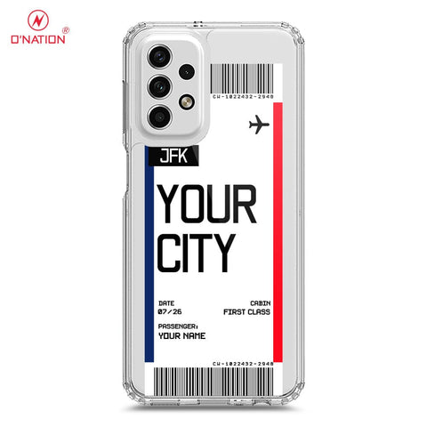 Samsung Galaxy A53 5G Cover - Personalised Boarding Pass Ticket Series - 5 Designs - Clear Phone Case - Soft Silicon Borders