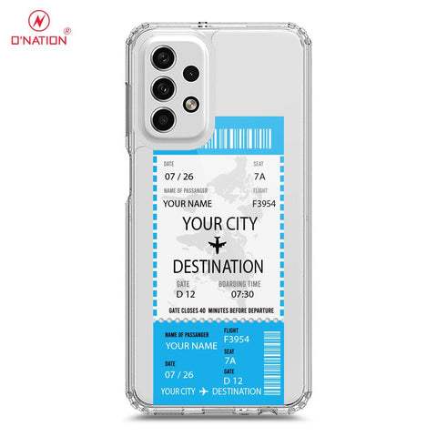Samsung Galaxy A53 5G Cover - Personalised Boarding Pass Ticket Series - 5 Designs - Clear Phone Case - Soft Silicon Borders