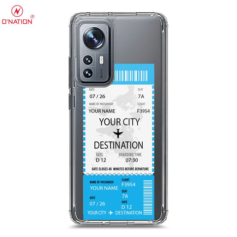 Xiaomi 12 Pro Cover - Personalised Boarding Pass Ticket Series - 5 Designs - Clear Phone Case - Soft Silicon Borders