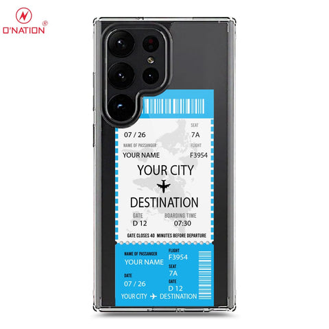 Samsung Galaxy S23 Ultra 5G Cover - Personalised Boarding Pass Ticket Series - 5 Designs - Clear Phone Case - Soft Silicon Borders