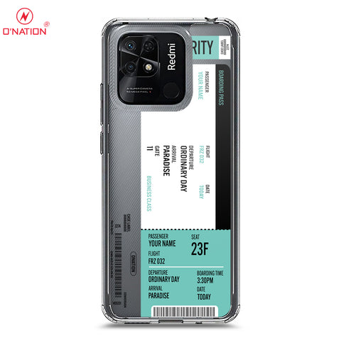 Xiaomi Redmi 10C Cover - Personalised Boarding Pass Ticket Series - 5 Designs - Clear Phone Case - Soft Silicon Borders
