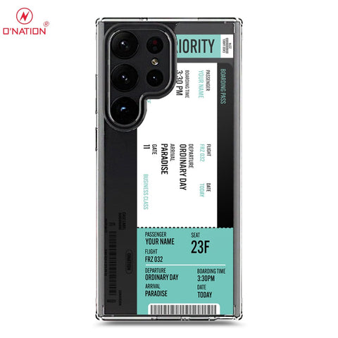 Samsung Galaxy S23 Ultra 5G Cover - Personalised Boarding Pass Ticket Series - 5 Designs - Clear Phone Case - Soft Silicon Borders