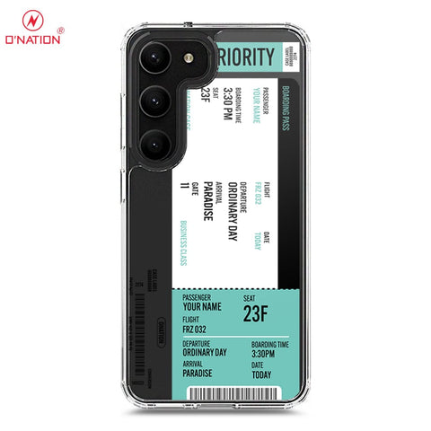 Samsung Galaxy S23 5G Cover - Personalised Boarding Pass Ticket Series - 5 Designs - Clear Phone Case - Soft Silicon Borders