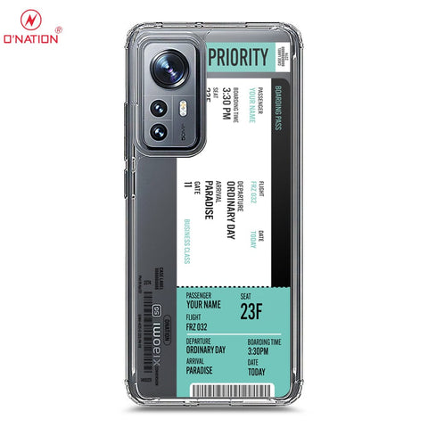 Xiaomi 12 Cover - Personalised Boarding Pass Ticket Series - 5 Designs - Clear Phone Case - Soft Silicon Borders