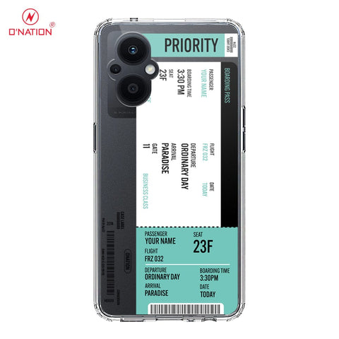 Oppo Reno 7 Lite Cover - Personalised Boarding Pass Ticket Series - 5 Designs - Clear Phone Case - Soft Silicon Borders
