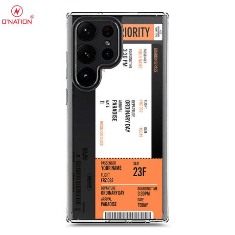 Samsung Galaxy S23 Ultra 5G Cover - Personalised Boarding Pass Ticket Series - 5 Designs - Clear Phone Case - Soft Silicon Borders