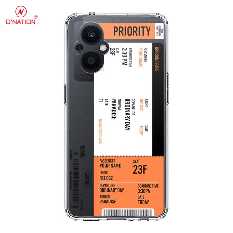 Oppo Reno 7 Lite Cover - Personalised Boarding Pass Ticket Series - 5 Designs - Clear Phone Case - Soft Silicon Borders