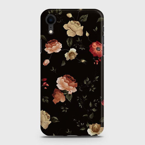 iPhone XR Cover - Matte Finish - Dark Rose Vintage Flowers Printed Hard Case with Life Time Colors Guarantee
