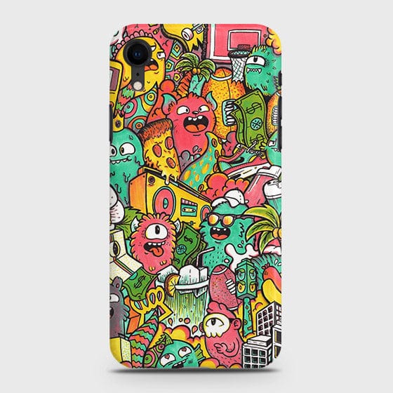 iPhone XR Cover - Matte Finish - Candy Colors Trendy Sticker Collage Printed Hard Case With Life Time Guarantee