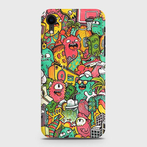 iPhone XR Cover - Matte Finish - Candy Colors Trendy Sticker Collage Printed Hard Case With Life Time Guarantee