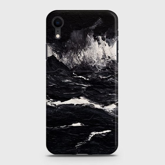 iPhone XR Cover - Matte Finish - Black Ocean Marble Trendy Printed Hard Case With Life Time Colour Guarantee