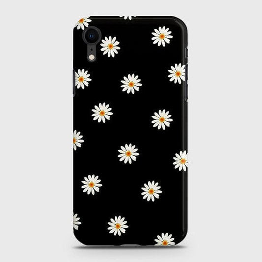 iPhone XR Cover - White Bloom Flowers with Black Background Printed Hard Case With Life Time Colors Guarantee