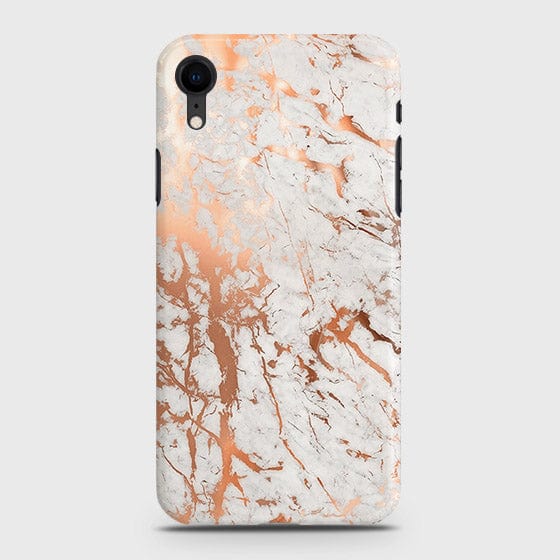 iPhone XR Cover - In Chic Rose Gold Chrome Style Printed Hard Case with Life Time Colors Guarantee
