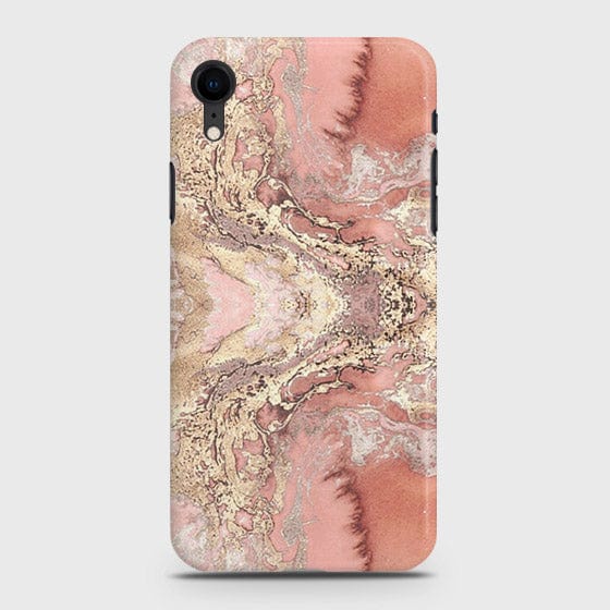 iPhone XR Cover - Trendy Chic Rose Gold Marble Printed Hard Case with Life Time Color s Guarantee