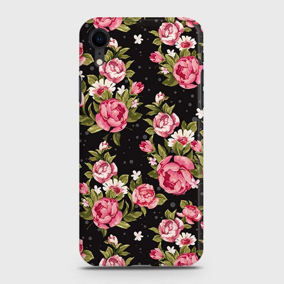 iPhone XR Cover - Trendy Pink Rose Vintage Flowers Printed Hard Case with Life Time Colors Guarantee