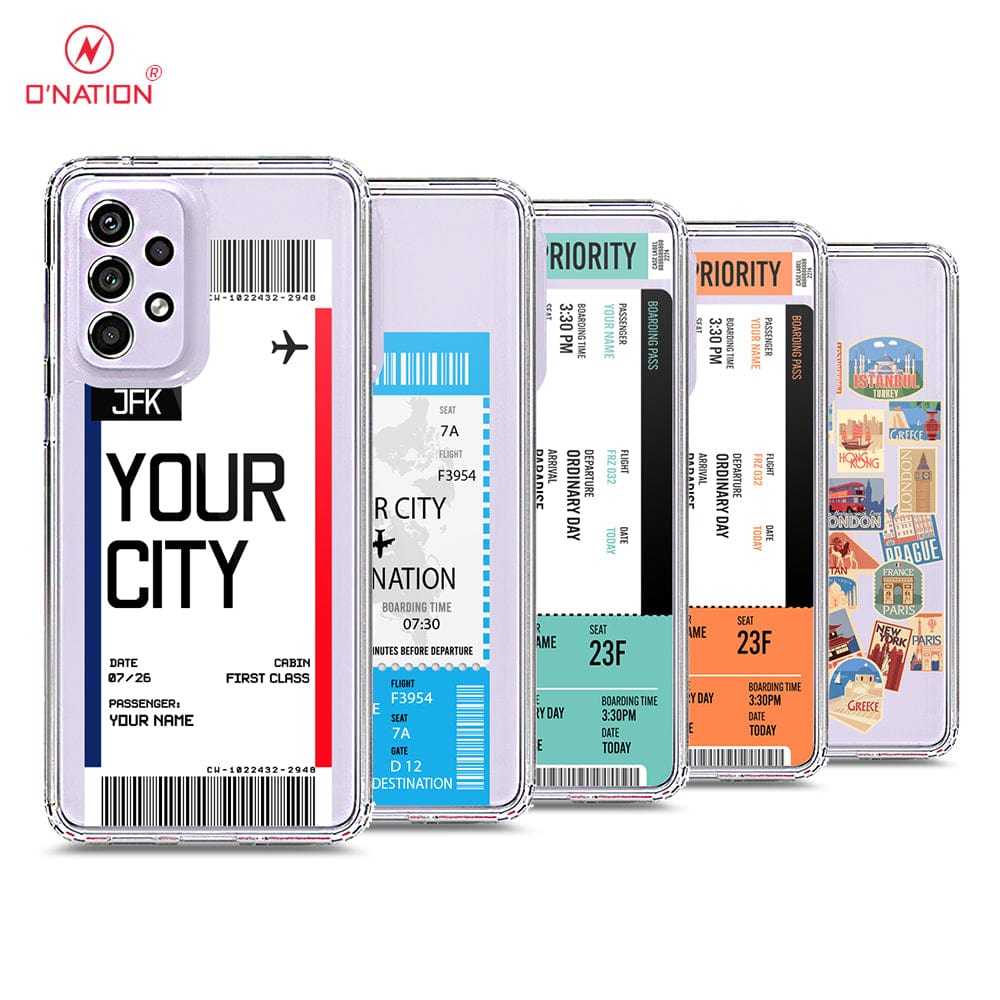 Samsung Galaxy A33 5G Cover - Personalised Boarding Pass Ticket Series - 5 Designs - Clear Phone Case - Soft Silicon Borders